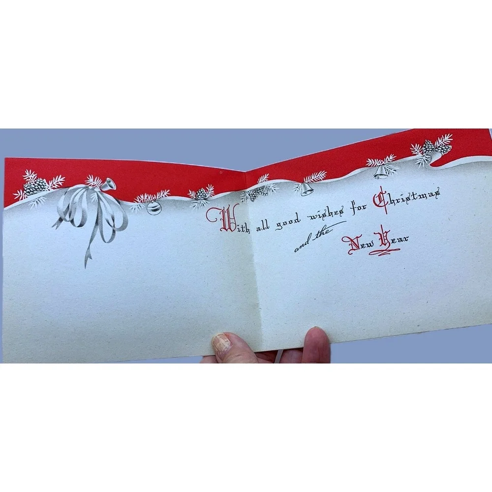 Vintage Season's Greetings Christmas Holiday Card Lot of 4-Unused-USA 1940s-50s